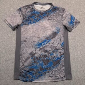 Realtree Fishing Shirt Mens Small Wav3 Camo Gray Blue Short Sleeve Performance